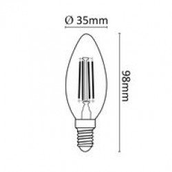 Asalite LED Izzó C35 filament gyertya E14 4W 4000K (400 lumen) LED izzó Fürdöszoba ????????????? ASALITE