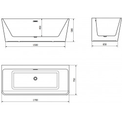 Luxury Volta szabadon álló fürdökád akril  170 x 75 cm, fehér - 51131707500 Térben álló kád