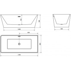 Luxury Malaga szabadon álló fürdökád akril  170 x 80 cm, fehér - 51421708000 Térben álló kád
