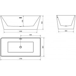 Luxury Malaga szabadon álló fürdökád akril  170 x 80 cm, fehér - 51421708000 Térben álló kád