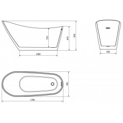 Luxury Oviedo szabadon álló fürdökád akril  170 x 76 cm, fehér - 51561707600 Térben álló kád