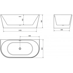 Luxury Oval szabadon álló fürdökád akril falhoz tolható 170 x 80 cm, fehér - 52671708000 Térben álló kád