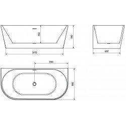 Luxury Oval szabadon álló fürdökád akril falhoz tolható 170 x 80 cm, fehér - 52671708000 Térben álló kád