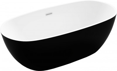 Luxury Eris szabadon álló fürdökád akril  170 x 85 cm, fehér/fekete - 53441708575 Térben álló kád
