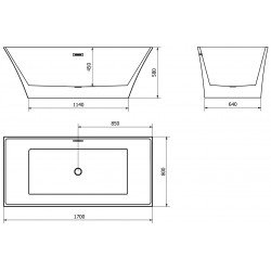 Luxury Ibiza szabadon álló fürdökád akril  170 x 80 cm, fehér - 57021708000 Térben álló kád