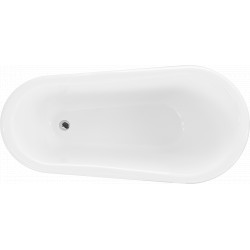 Luxury Retro szabadon álló fürdökád akril  150 x 73 cm, fehér/fekete, láb króm - 53251507375-00 Térben álló kád