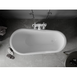 Luxury Retro szabadon álló fürdökád akril  150 x 73 cm, fehér/fekete, láb fehér  - 53251507375-20 Térben álló kád