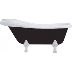 Luxury Retro szabadon álló fürdökád akril  150 x 73 cm, fehér/fekete, láb fehér  - 53251507375-20 Térben álló kád Térben álló kád 406959 Luxury