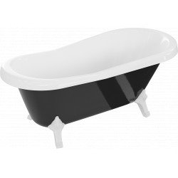 Luxury Retro szabadon álló fürdökád akril  150 x 73 cm, fehér/fekete, láb fehér  - 53251507375-20 Térben álló kád Térben álló kád 406959 Luxury
