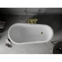 Luxury Retro szabadon álló fürdökád akril  150 x 73 cm, fehér/fekete, láb arany  - 53251507375-50 Térben álló kád