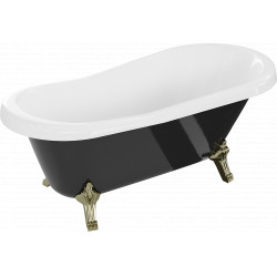 Luxury Retro szabadon álló fürdökád akril  150 x 73 cm, fehér/fekete, láb arany  - 53251507375-50 Térben álló kád Térben álló kád 406959 Luxury