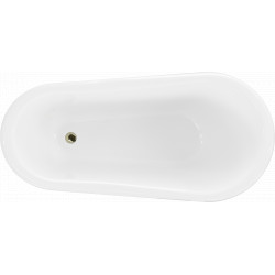 Luxury Retro szabadon álló fürdökád akril  150 x 73 cm, fehér/fekete, láb arany  - 53251507375-50 Térben álló kád