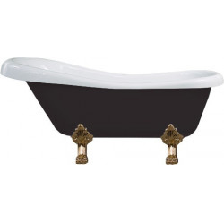 Luxury Retro szabadon álló fürdökád akril  150 x 73 cm, fehér/fekete, láb arany  - 53251507375-50 Térben álló kád Térben álló kád 406959 Luxury