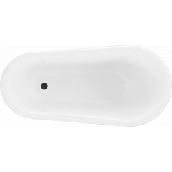 Luxury Retro szabadon álló fürdökád akril  150 x 73 cm, fehér/fekete, láb fekete  - 53251507375-70 Térben álló kád