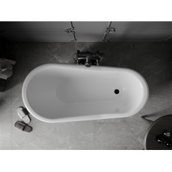 Luxury Retro szabadon álló fürdökád akril  150 x 73 cm, fehér/fekete, láb fekete  - 53251507375-70 Térben álló kád