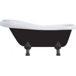 Luxury Retro szabadon álló fürdökád akril  150 x 73 cm, fehér/fekete, láb fekete  - 53251507375-70 Térben álló kád Térben álló kád 406959 Luxury