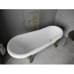 Luxury Retro szabadon álló fürdökád akril  170 x 75 cm, fehér, láb arany  - 53251707500-50 Térben álló kád