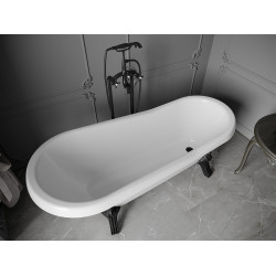 Luxury Retro szabadon álló fürdökád akril  170 x 75 cm, fehér, láb fekete  - 53251707500-70 Térben álló kád