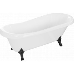 Luxury Retro szabadon álló fürdökád akril  170 x 75 cm, fehér, láb fekete  - 53251707500-70 Térben álló kád