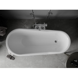 Luxury Retro szabadon álló fürdökád akril  170 x 75 cm, fehér/fekete, láb króm - 53251707575-00 Térben álló kád