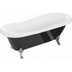 Luxury Retro szabadon álló fürdökád akril  170 x 75 cm, fehér/fekete, láb króm - 53251707575-00 Térben álló kád Térben álló kád 406959 Luxury