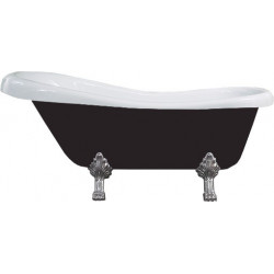 Luxury Retro szabadon álló fürdökád akril  170 x 75 cm, fehér/fekete, láb króm - 53251707575-00 Térben álló kád Térben álló kád 406959 Luxury