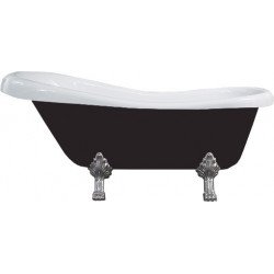 Luxury Retro szabadon álló fürdökád akril  170 x 75 cm, fehér/fekete, láb króm - 53251707575-00 Térben álló kád Térben álló kád 406959 Luxury
