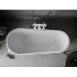 Luxury Retro szabadon álló fürdökád akril  170 x 75 cm, fehér/fekete, láb fehér  - 53251707575-20 Térben álló kád
