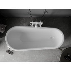 Luxury Retro szabadon álló fürdökád akril  170 x 75 cm, fehér/fekete, láb fehér  - 53251707575-20 Térben álló kád
