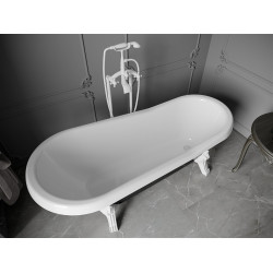 Luxury Retro szabadon álló fürdökád akril  170 x 75 cm, fehér/fekete, láb fehér  - 53251707575-20 Térben álló kád