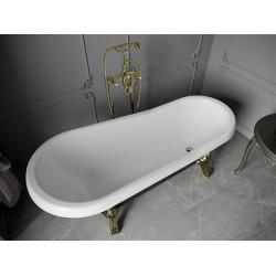 Luxury Retro szabadon álló fürdökád akril  170 x 75 cm, fehér/fekete, láb arany  - 53251707575-50 Térben álló kád