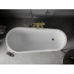 Luxury Retro szabadon álló fürdökád akril  170 x 75 cm, fehér/fekete, láb arany  - 53251707575-50 Térben álló kád