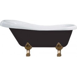 Luxury Retro szabadon álló fürdökád akril  170 x 75 cm, fehér/fekete, láb arany  - 53251707575-50 Térben álló kád Térben álló kád 406959 Luxury