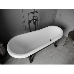 Luxury Retro szabadon álló fürdökád akril  170 x 75 cm, fehér/fekete, láb fekete  - 53251707575-70 Térben álló kád