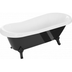 Luxury Retro szabadon álló fürdökád akril  170 x 75 cm, fehér/fekete, láb fekete  - 53251707575-70 Térben álló kád Térben álló kád 406959 Luxury