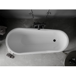 Luxury Retro szabadon álló fürdökád akril  170 x 75 cm, fehér/fekete, láb fekete  - 53251707575-70 Térben álló kád