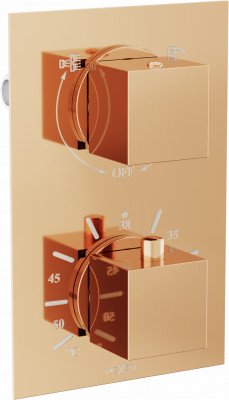 Mexen Cube termosztáros  kád és zuhany csaptelep rejtett , rózsa arany - 77502-60 Kádtöltö csap
