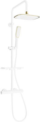 Mexen KT49   Zuhanyszett fali   termosztátos  ,  fehér/ arany - 771504993-25 Zuhany szett komplett