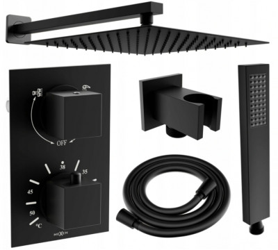 Mexen Cube DR02 rejtett zuhanyszett komplett  esöztetövel 30 cm,  fekete - 77502DR0230-70 Zuhany szett komplett