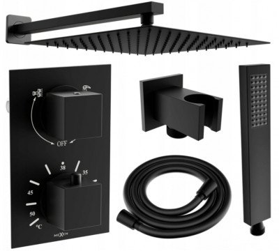 Mexen Cube DR02 rejtett zuhanyszett komplett  esöztetövel 25 cm,  fekete - 77502DR0225-70 Zuhany szett komplett
