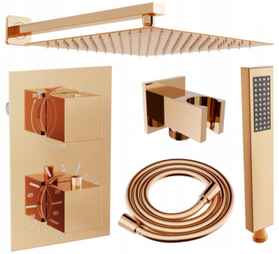 Mexen Cube DR02 rejtett zuhanyszett komplett  esöztetövel 25 cm, rózsa arany - 77502DR0225-60 Zuhany szett komplett