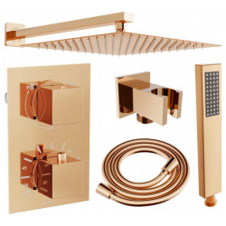 Mexen Cube DR02 rejtett zuhanyszett komplett  esöztetövel 25 cm, rózsa arany - 77502DR0225-60 Zuhany szett komplett Zuhany szett komplett 406594 Mexen