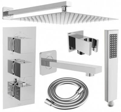 Mexen Cube DR02  komplett Kád-Zuhany szett  esöztetövel  30 cm, króm - 77503DR0230-00 Zuhany szett komplett
