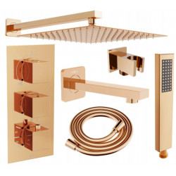 Mexen Cube DR02  komplett Kád-Zuhany szett  esöztetövel  30 cm, rózsa arany - 77503DR0230-60 Zuhany szett komplett Zuhany szett komplett 406594 Mexen