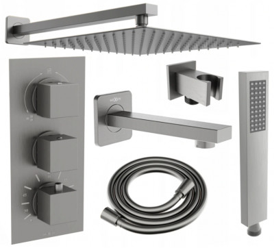 Mexen Cube DR02  komplett Kád-Zuhany szett  esöztetövel  30 cm, grafit - 77503DR0230-66 Zuhany szett komplett