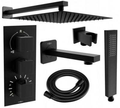 Mexen Cube DR02  komplett Kád-Zuhany szett  esöztetövel  30 cm,  fekete - 77503DR0230-70 Zuhany szett komplett