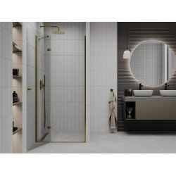 Mexen Roma   Zuhany ajtó nyíló 120 cm,  átlátszó ,  arany  - 854-120-000-50-00 Nyiló zuhany ajtó