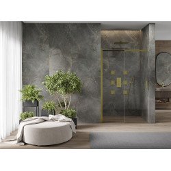 Mexen  Omega 8 mm   Zuhany ajtó csúszó   120 cm,  átlátszó ,  arany  - 825-120-000-50-00 Csúszó zuhany ajtó
