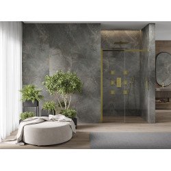 Mexen  Omega 8 mm   Zuhany ajtó csúszó   130 cm,  átlátszó ,  arany  - 825-130-000-50-00 Csúszó zuhany ajtó