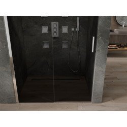 Mexen  Omega 8 mm   Zuhany ajtó csúszó   130 cm, grafit, króm - 825-130-000-01-40 Csúszó zuhany ajtó